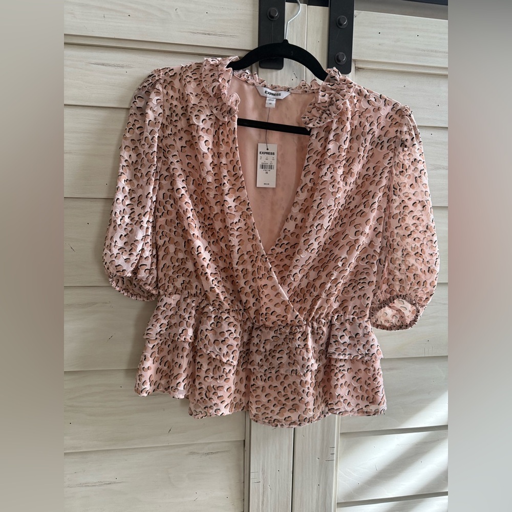 Express Pink Leopard Print Blouse